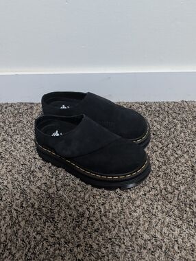 Dr. Martens Black Slip-On Clog with Yellow Stitching